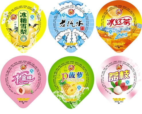 BOPP CPP Custom Printing Easy Peel Off Lid Film , Jelly Plastic Cup sealing Lidding Roll Film For Juice Drinks Packaging
