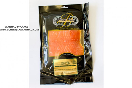 SGS High Barrier Printed Nylon / LLDPE Smoked Salmon Vacuum Packaging Bags