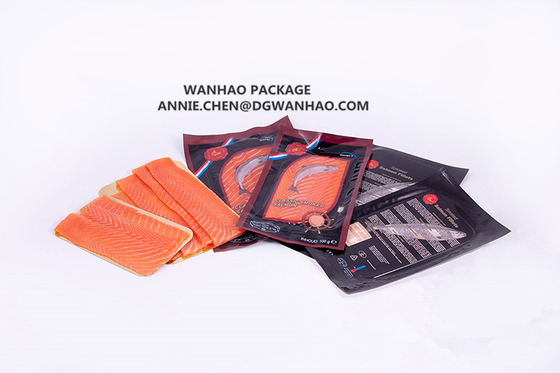 SGS High Barrier Printed Nylon / LLDPE Smoked Salmon Vacuum Packaging Bags