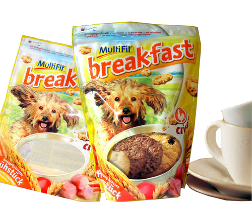 Reclosable Colored Ziplock Zipper Plastic Bags / Standup Dog Pet Food Packaging Pouches